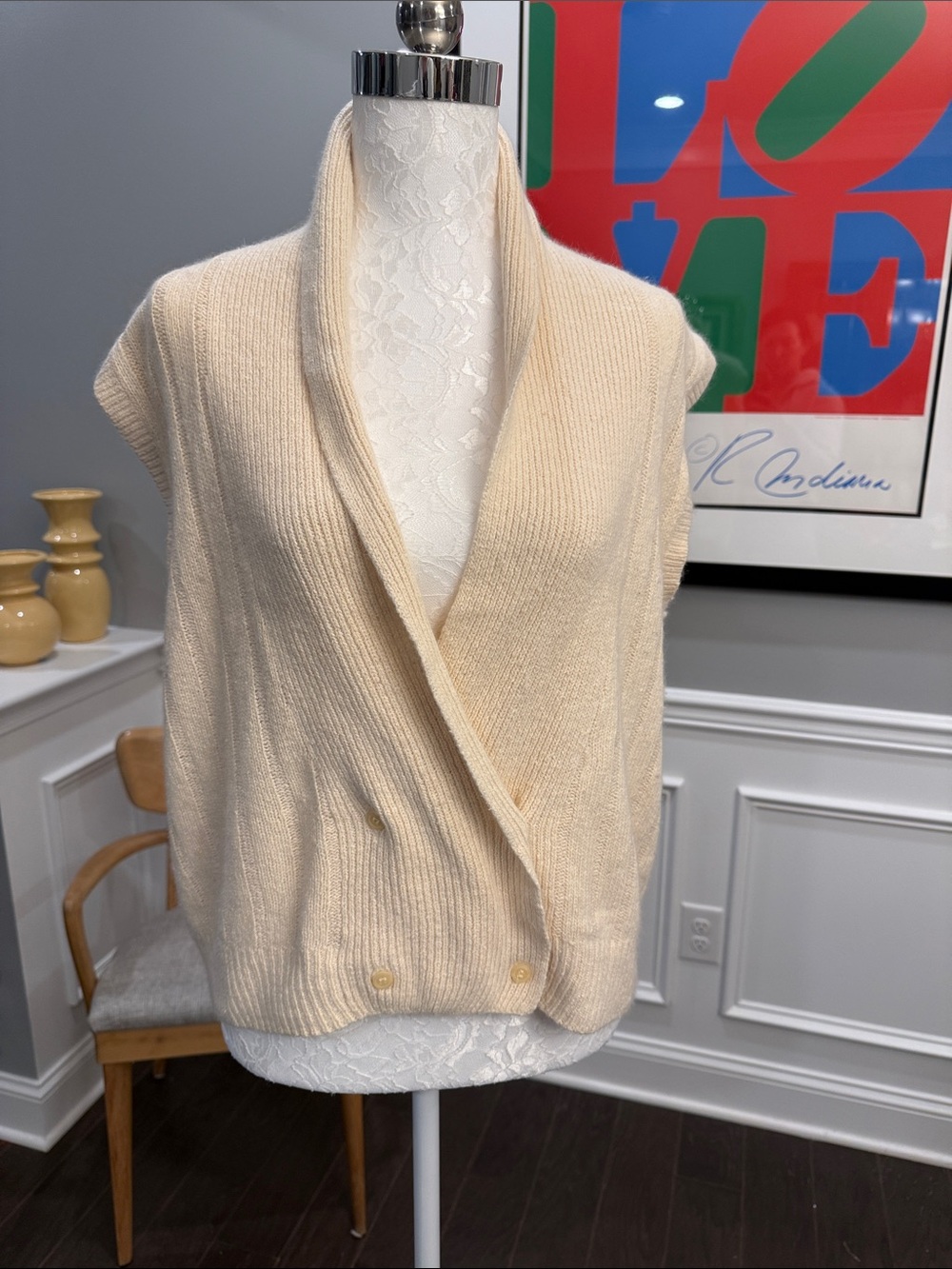 Elegant Vintage 80’s Potomac Collection Cream Cardigan Vest